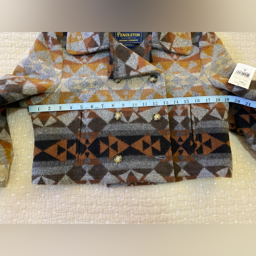 Pendleton Multicolor Geometric Wool Crop Coat NWT - image 11